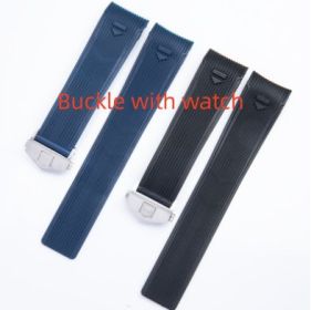 Rubber Silicone Strap Suitable For Tigehao Ya Jing Submersible Waterproof Sports 21 22mm (Option: Black Without Buckle-22mm-Buckle with watch)