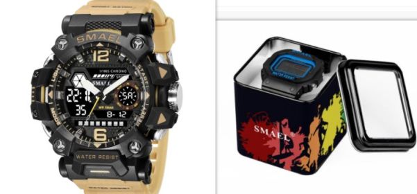 Luminous Waterproof Double Display Electronic Quartz Watches (Option: 8072Beigeset)