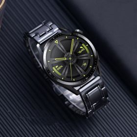 Five-pearl Ceramic Stainless Steel Black Frosted Strap (Option: Black space-22MM)