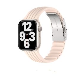 Silicone Stripe IWatch Strap For Men And Women (Option: Sand powder-42or44or45mm)