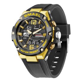 Men's Fashion Quartz Watch Multifunctional Waterproof (Option: Black Gold)