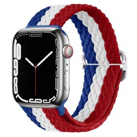 Apple Watch Watchband Adjustable Nylon Braided For Apple Watch7 Strap (Option: Blype Blue, White And Red-38\40\41mm)
