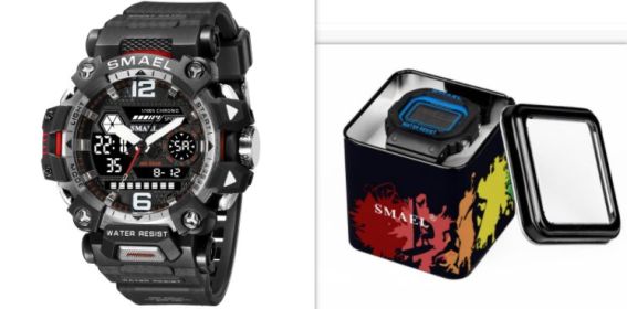 Luminous Waterproof Double Display Electronic Quartz Watches (Option: 8072BlackAndWhiteset)