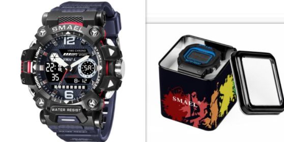 Luminous Waterproof Double Display Electronic Quartz Watches (Option: 8072Blueset)