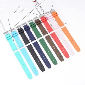 Silicone Black Water Ghost Rubber Watch Strap (Option: Orange-20mm Silver Buckle)