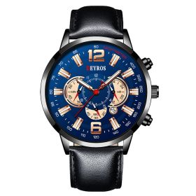 Fake Three Eye Luminous Sports Watch (Option: Black Shell And Blue Surface)