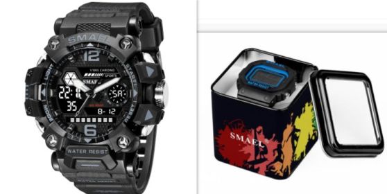 Luminous Waterproof Double Display Electronic Quartz Watches (Option: 8072BlackGrayset)