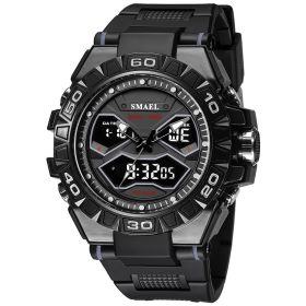 Double Display Waterproof Luminous Quartz Watch (Color: Black)