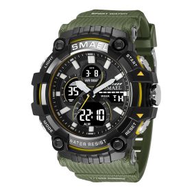 Double Display Digital Waterproof Luminous Men's Watch (Option: Army Green)