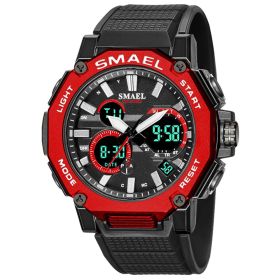 Double Display Waterproof Luminous Sports Electronic Watch (Color: Red)