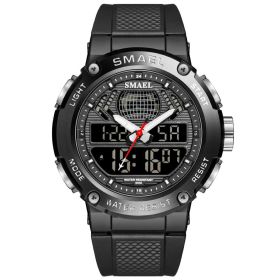 Sports And Leisure Alloy Double Display Electronic Watch (Color: Black)