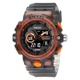 Sports Style Waterproof Outdoor Student Watch (Option: Transparent Gray Orange)