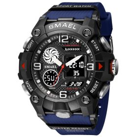 Multifunctional Waterproof Luminous Outdoor Electronic Watch (Option: Black And Blue)