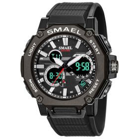 Double Display Waterproof Luminous Sports Electronic Watch (Color: Black)