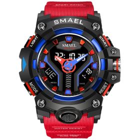 Waterproof Multifunctional Quartz Electronic Watch (Color: Red)