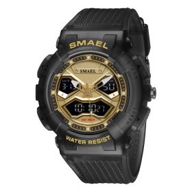 Double Display Digital Electronic Watch Men (Option: Black Gold)