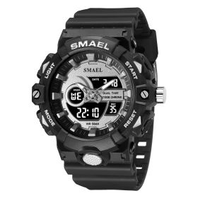 Sports Style Waterproof Outdoor Student Watch (Option: Black And White)