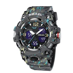 Men's Trendy Multi-function Watrproof Watch (Option: Camouflage Gray)