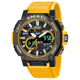 Double Display Waterproof Luminous Sports Electronic Watch (Color: Orange)