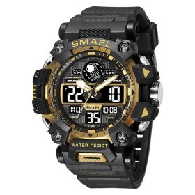 Cool Multi-functional Outdoor Luminous Electronic Watch (Option: Black Gold)