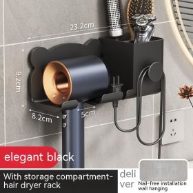Punch-free Wall-mounted Hair Dryer Storage Rack (Option: Black Set-1PCS)
