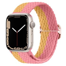 Apple Watch Watchband Adjustable Nylon Braided For Apple Watch7 Strap (Option: Two Tone Yellow With Pink-38\40\41mm)