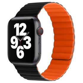 Double-sided Magnetic Absorption IWatch Strap (Option: Black orange-42or44or45mm)
