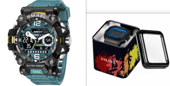 Luminous Waterproof Double Display Electronic Quartz Watches (Option: 8072Greenset)