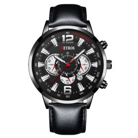 Fake Three Eye Luminous Sports Watch (Option: Black Shell Silver Needle)