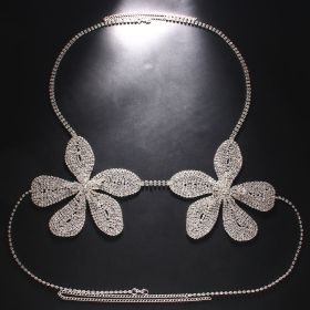 Bikini Pattern Bra European And American Sexy Rhinestone Body Chains Accessories (Color: silver)