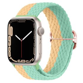 Apple Watch Watchband Adjustable Nylon Braided For Apple Watch7 Strap (Option: Two Tone Green With Yellow-42\44\45\49mm)