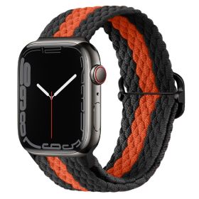 Apple Watch Watchband Adjustable Nylon Braided For Apple Watch7 Strap (Option: Black Room Orange-42\44\45\49mm)