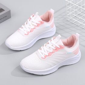 New Women's Sneaker Autumn Breathable Mesh Surface Shoes (Option: White Powder-37)