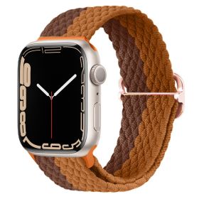 Apple Watch Watchband Adjustable Nylon Braided For Apple Watch7 Strap (Option: Double Color Brown With Coffee-42\44\45\49mm)