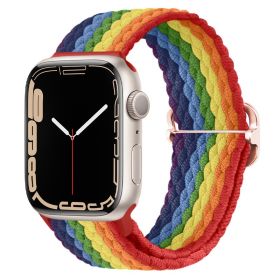 Apple Watch Watchband Adjustable Nylon Braided For Apple Watch7 Strap (Option: Colorful Rainbow-42\44\45\49mm)