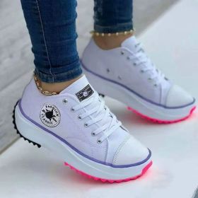 Speedy 2023classic White Canvas Shoes Women Sneakers Solid (Option: White-43)