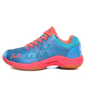 Men's Training Non-slip Shock Absorption Badminton Shoes (Option: Sky Blue Pink-37)